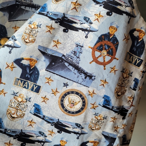 Vest Vintage Hand Crafted Navy Gold Tone Buttons XL Lightweight Graphic Ship - Picture 6 of 8